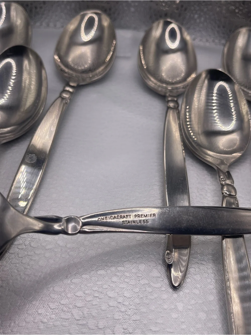 Vintage OneidaCraft Premier MCM Shoreline Stainless Steel Spoons Set of 10 (SSS)